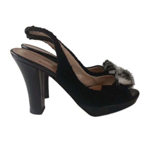 Kate Spade Shoes - Kate Spade Womens Slingback Open Toe High Block Heels Leather Black Size 7 B
